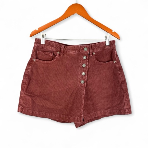 NWT American Eagle Women’s Size 12 Maroon Corduroy Short Mom Skort Preppy Fall - Picture 1 of 13